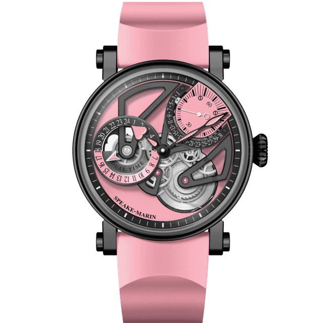 One & Two Openworked Dual Time Pink