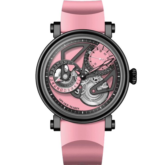 One & Two Openworked Dual Time Pink