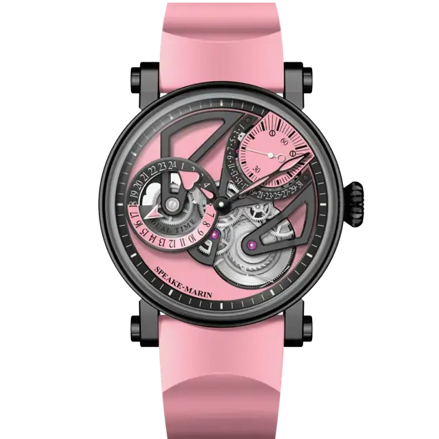 One & Two Openworked Dual Time Pink