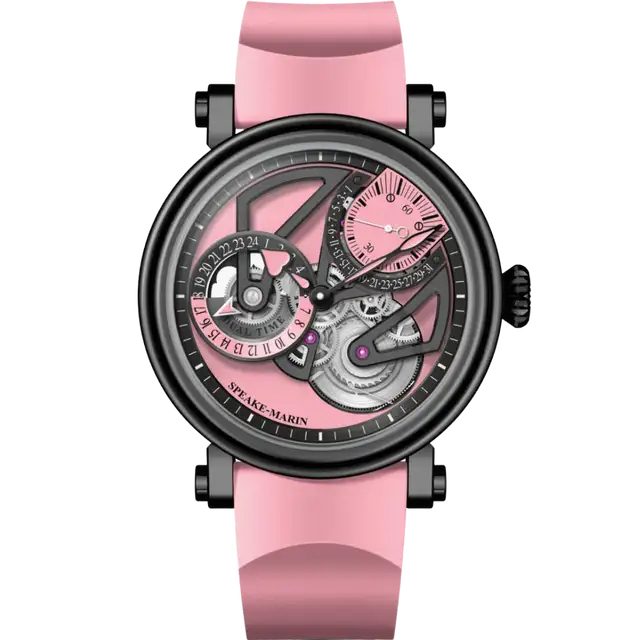 One & Two Openworked Dual Time Pink